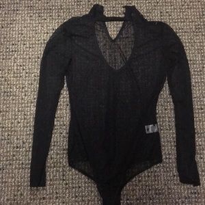 Charlotte Russe Sheer Polka dot Bodysuit
